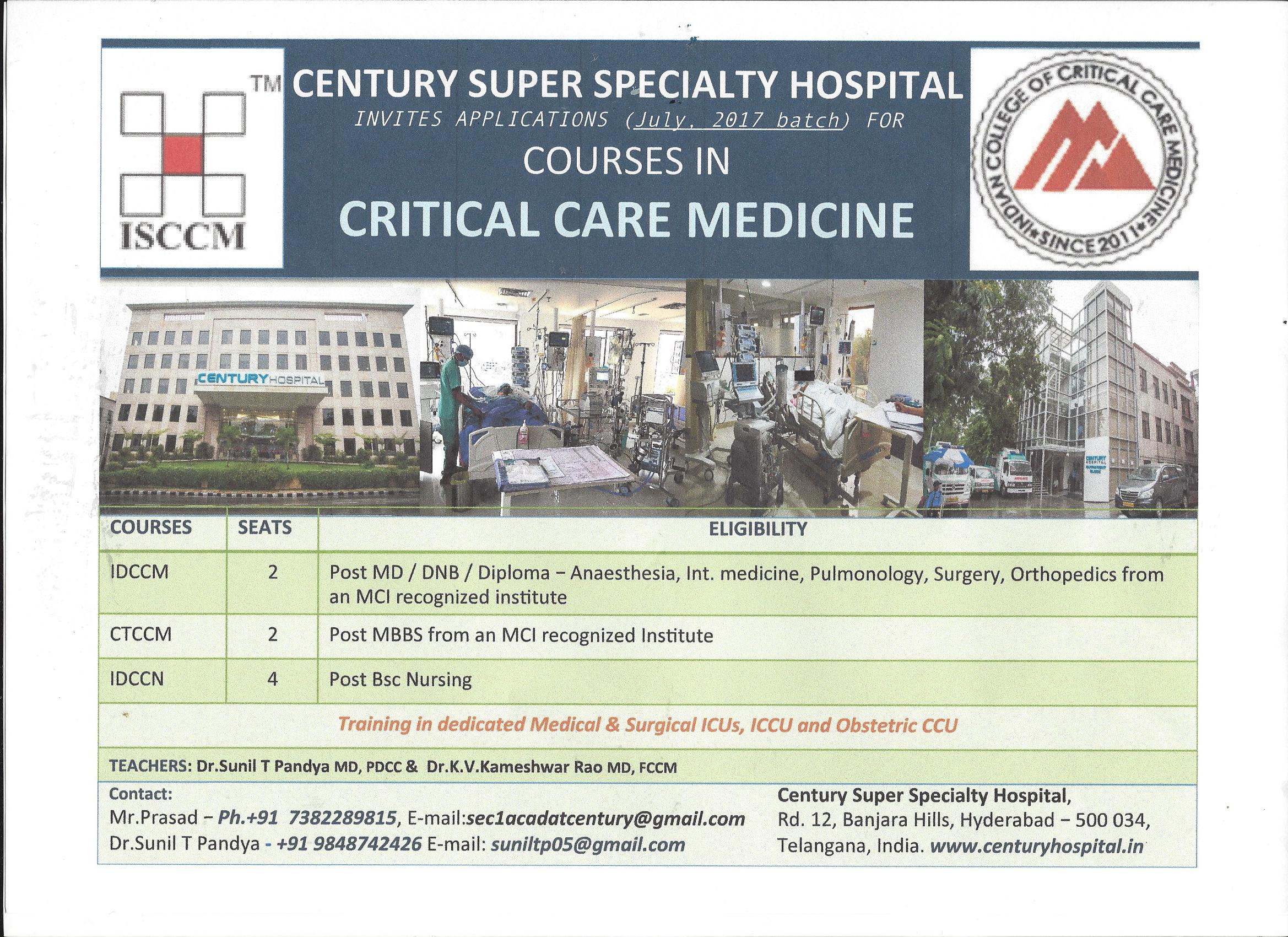 Register as Ample life Members for further info on accredited ICU/ CRITICAL CARE MEDICINE TRAINING in Hyderabad, India 
